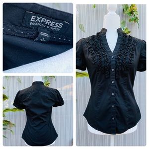 Express front buttons black blouse